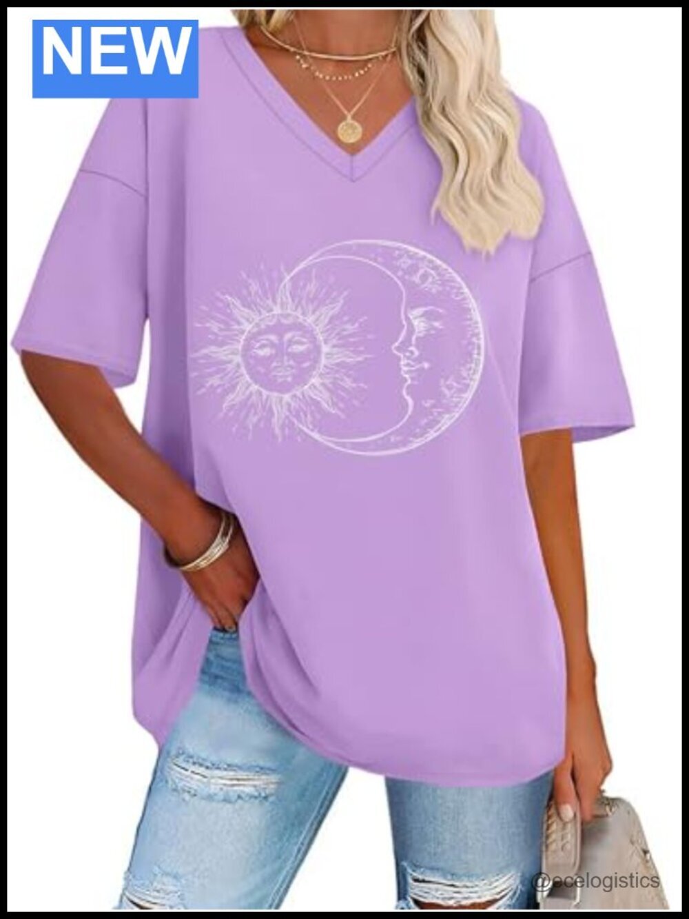 V Neck Summer Graphic Tees Oversized Short Sleeve Tops